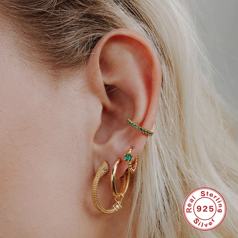 

Aide 2020 New 925 Sterling Silver Animal Snake 15mm Big Loops Circle Hoop Earring Women Huggies Earrings Piercing Fine Jewelry