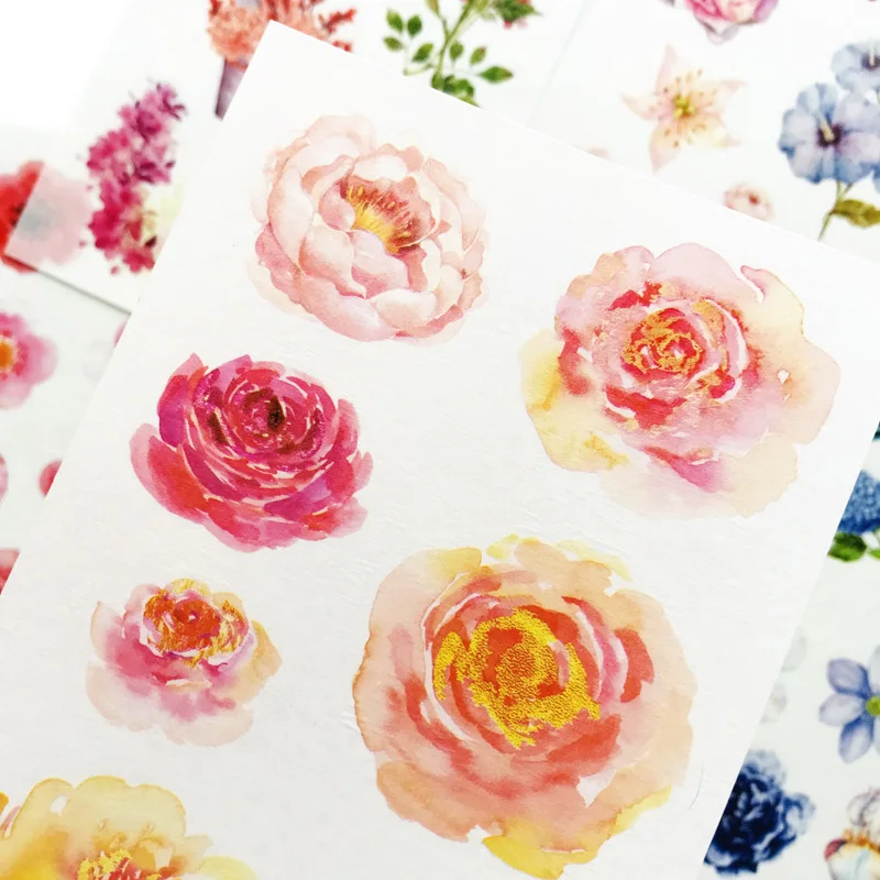 

6 Sheets /Pack Cute Flower Sticker Adhesive Craft Stick Label Notebook Computer Phone DIY Decor Kids Gift Stationery