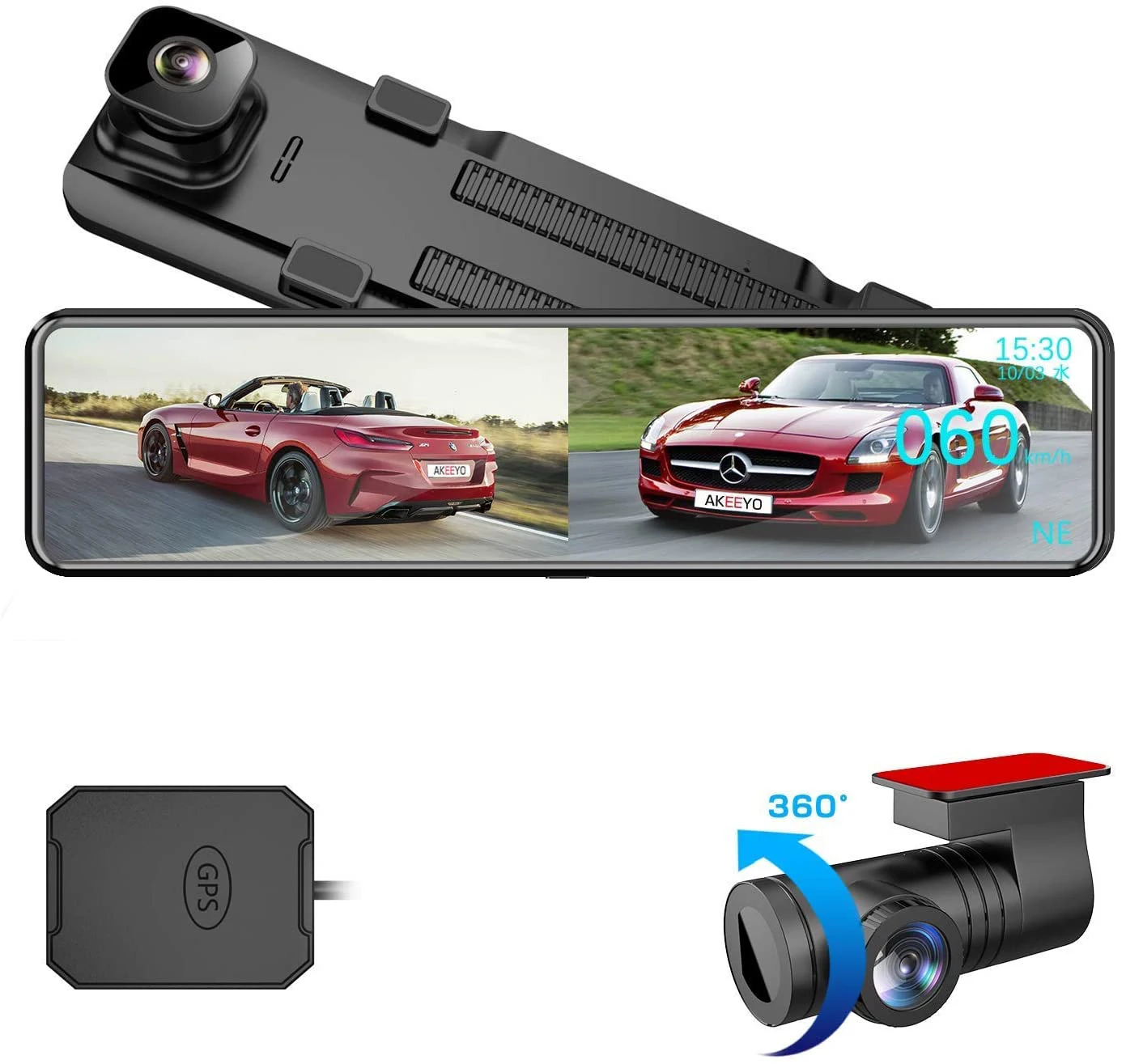 

Drive recorder 60fps Smart streaming Mirror GPS Car Dash Cam with Waterproof Backup Camera 11.88 inch Touch Screen GPS Tracking