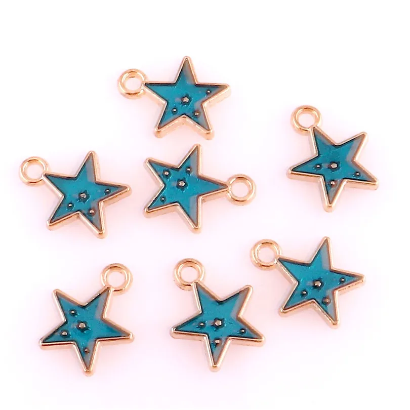 22982 star 30 шт. смешанные золотые металлические синие эмалированные Подвески Вселенная Звездное Ювелирное Украшение подвески для крафтовые Серьги Браслет подвесные элементы - Окраска металла: 22982 star