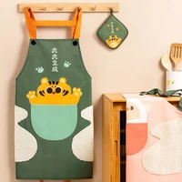 kitchen wipeable apron waterproof and oilproof cartoon kitchen bbq baking gardening nail shop apron kitchen baking gardening
