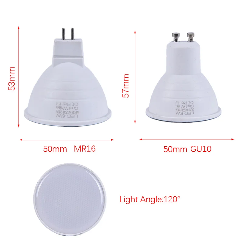 

Hot Sale 220V 6W Dimmable GU10 COB LED Spotlight 6W MR16 Bulbs Light White Lamp Down Light