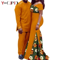 african clothes for couples women mermaid dresses match men outfit top and pants sets bazin riche party wear vestidos y21c031