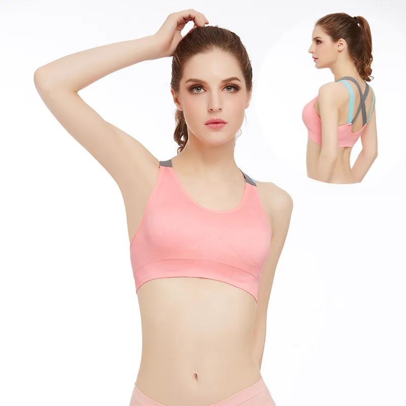 

Спортивный бюстгальтер для фитнеса для женщин, топ для фитнеса, для женщин, пуш-ап, с перекрещивающимися лямками, для занятий йогой, бега, тре...