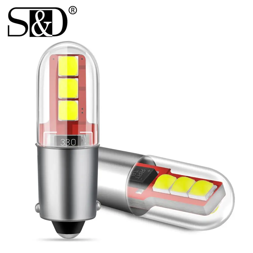 

2Pcs BA9S LED BAX9S H21W BAY9s LED Bulbs Car Reverse Lights Auto Parking License Plate Lights Interior Map Dome Lamps 12V White