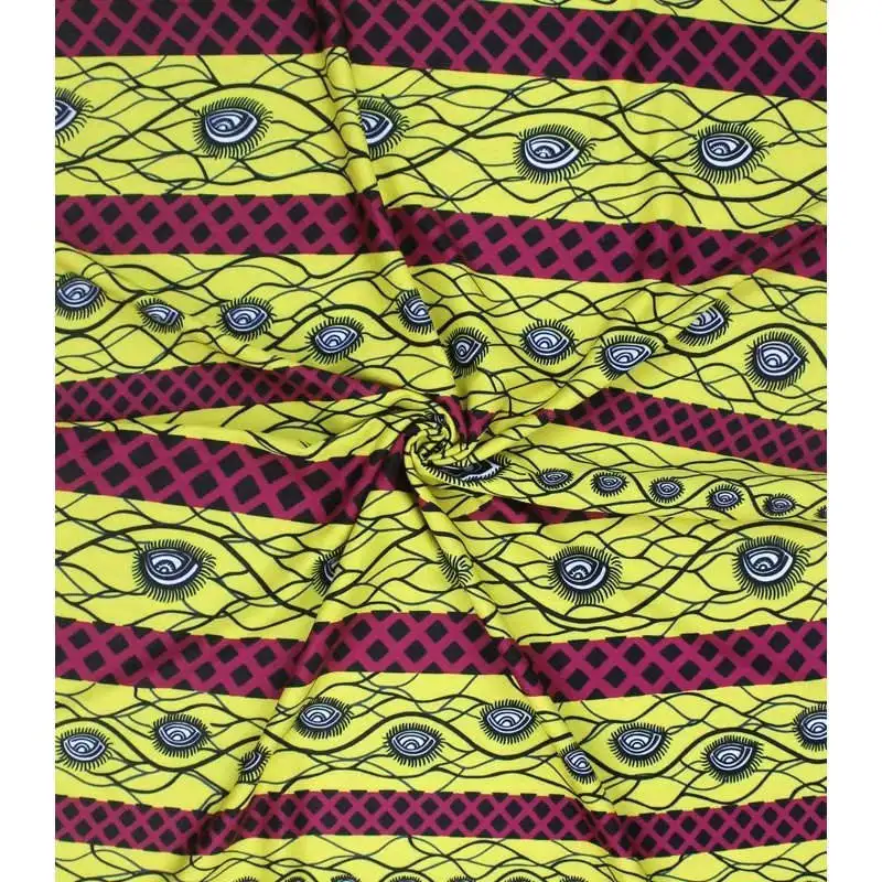 Hot sale Gahna Style satin silk fabric with organza African wax design! J61785