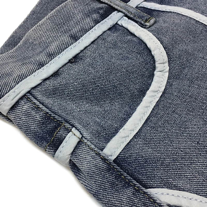 

[EAM] Women Blue Denim Burr Personality Wide Leg Shorts New High Waist Loose Fit Trousers Fashion Spring Summer 2021 1DD6397