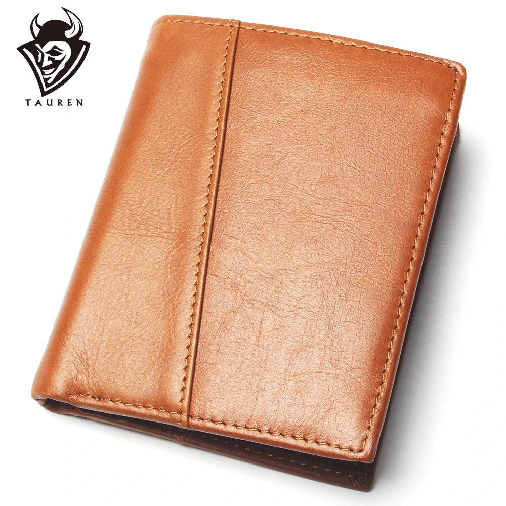 Men Fashion Stitching Style Pattern Real Leather Wallet Thin Slim Card Holder Men's Bifold Purse