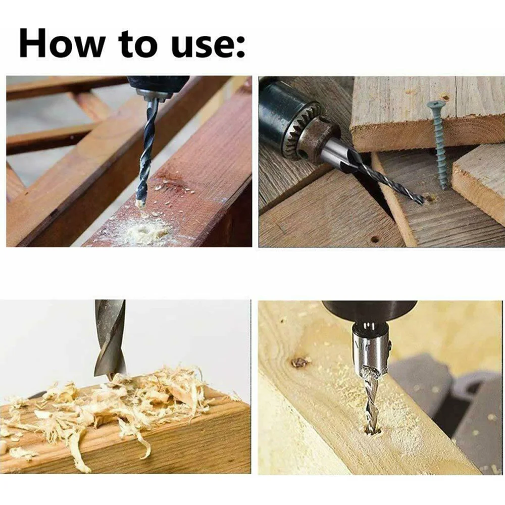 

23* Countersink Drill Bit Set Screw Woodworking Chamfer Tools Combo Quick Change