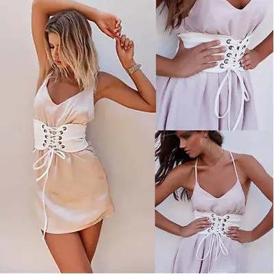 Сексуальная Женская мода широкая пряжка Эластичный растягивающийся корсет пояс