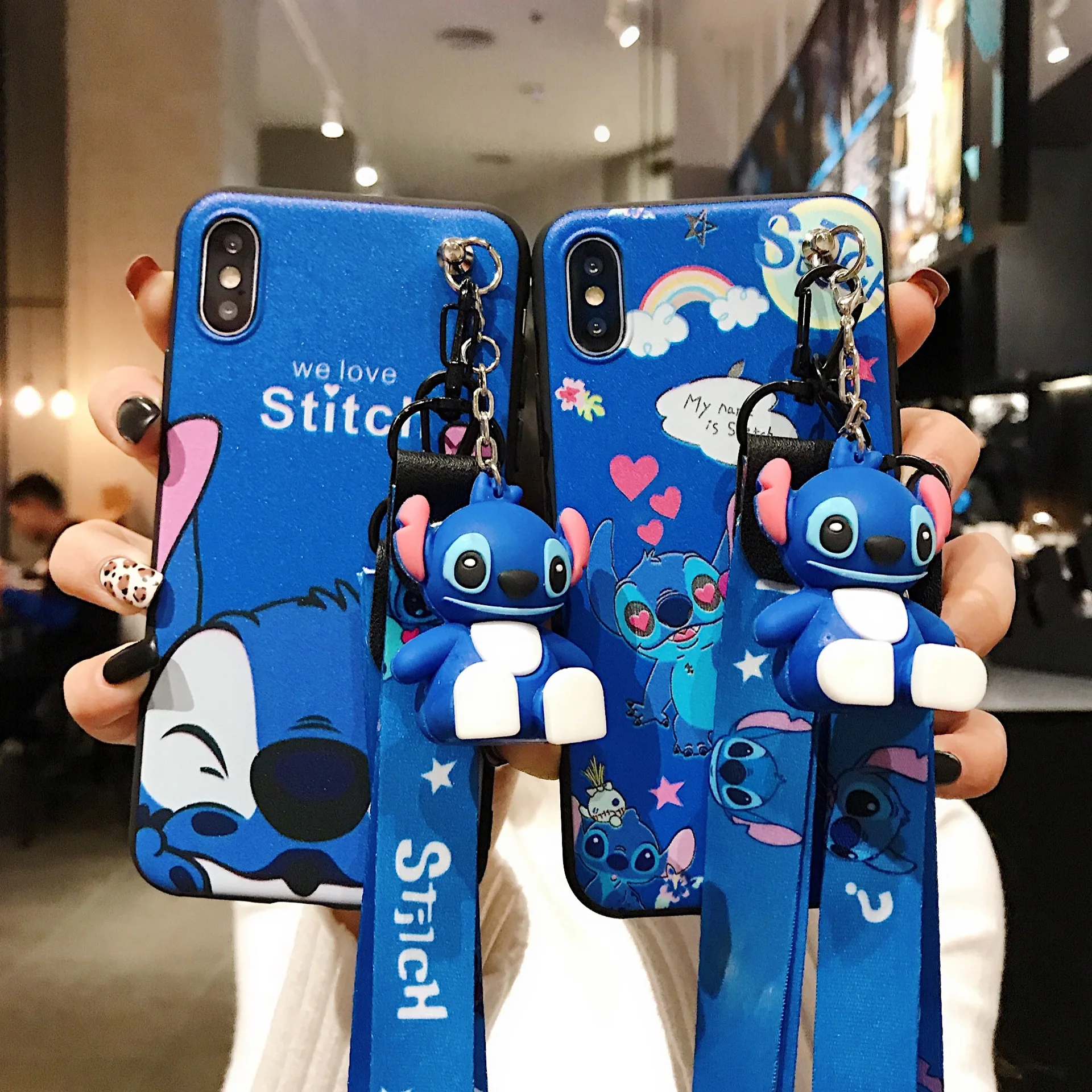 

Suitable for Samsung J2 3 4 5 6 7 8 120 pro prime ON2 5 note 10 plus cartoon Stitch doll lanyard mobile phone case