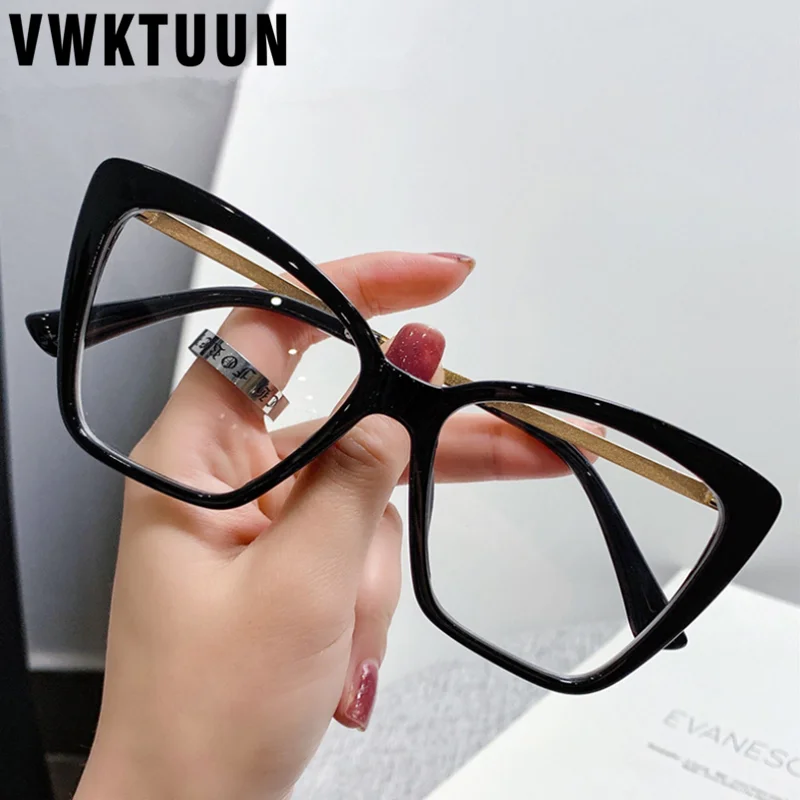 

VWKTUUN большие солнцезащитные очки "кошачий глаз" Оправы для очков для Для женщин мужчин антибликовыми свойствами светильник очки оптические ...