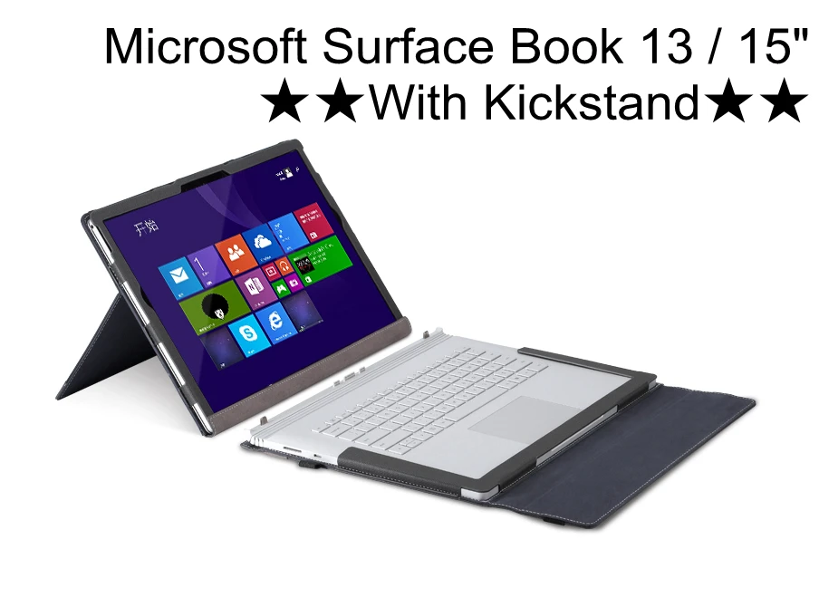 Чехол для Microsoft Surface Book 13 5/15 дюймов со съемной подставкой защитный чехол-книжка 13/15