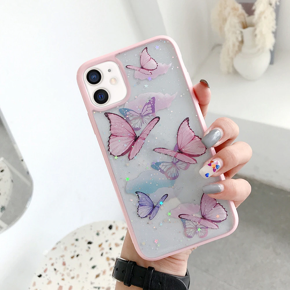 Butterfly Lens Protective Case Sleeve Shockproof Shining Transparent Phone Protector Cover for iPhone11/12 11/12 Pro 11/12ProMax | Игрушки и