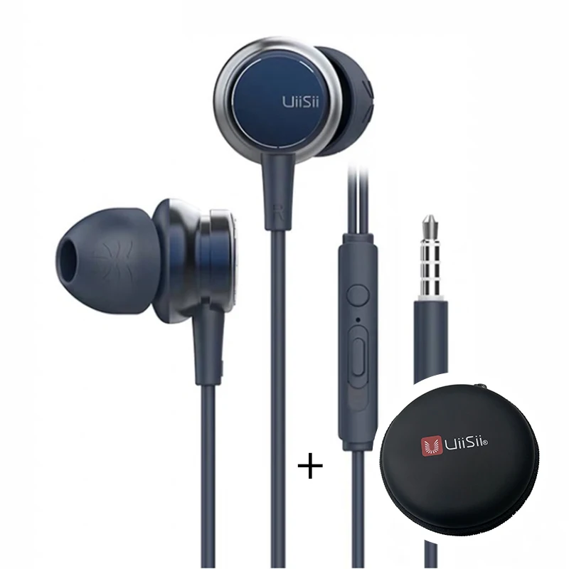 Hm9 Blue And Box Uiisii HM9 сабвуфер-вкладыш с HIFI наушниками, динамические наушники с прямой подкладкой, 3,5 мм разъем стерео, для iPhone/huawei Mp3 - Цвет: Hm9 Blue And Box