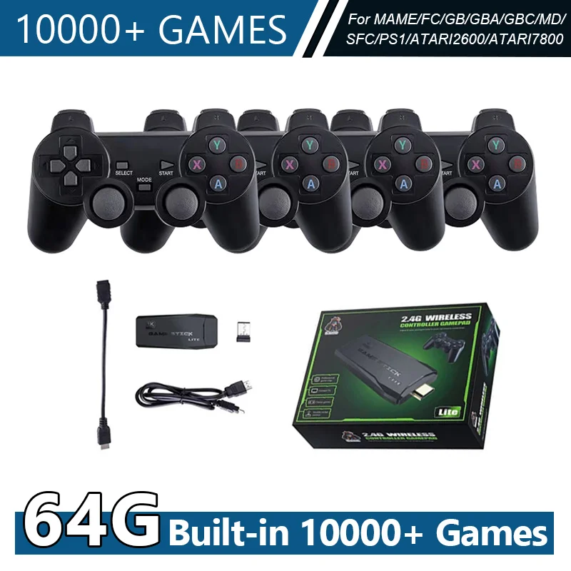 

4K Portable Consoles Video Game Console With 2.4G Wireless Controllers Classic Game Double Games Player For PS1 playstation 1