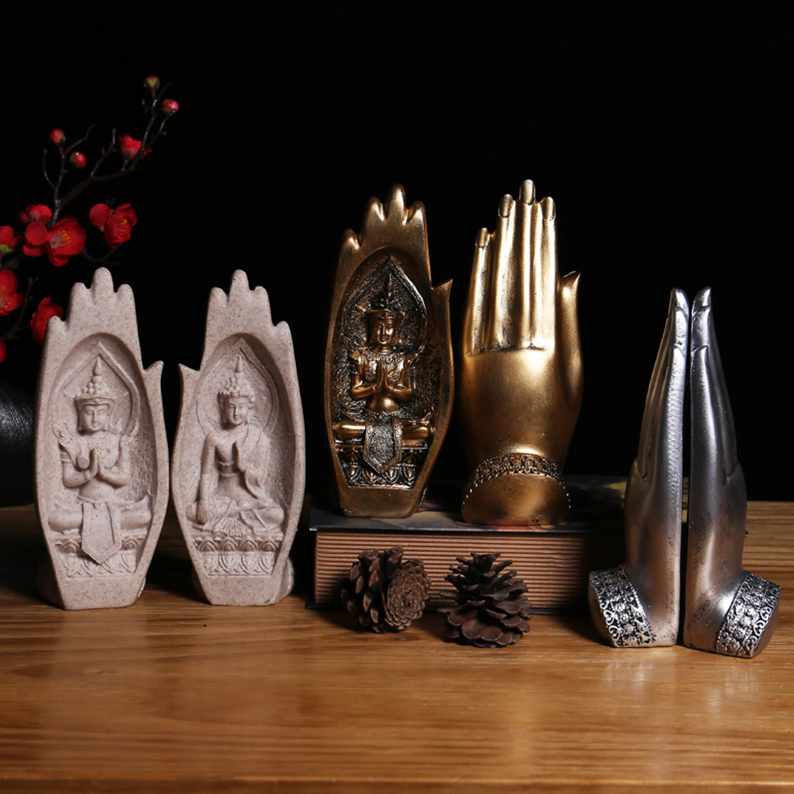 

Retro Buddha Hand Sculpture Home Desk Decor Ornament Photograph Props Peaceful Buddha Statues Great Gift For Friends Or Families