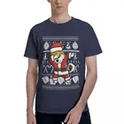 Мужской Рождественский свитер Dabbing Shiba Inu, потрясающие футболки с коротким рукавом и круглым вырезом, футболка из чистого хлопка, одежда для подарка на день рождения