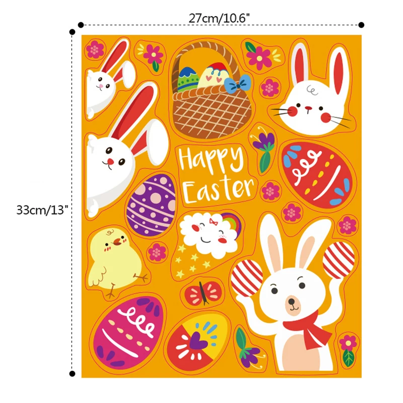 

2 Sheets Easter Window Clings Decals Carrot Bunny Egg Window Sticker for Wall Door Decor Easter Party Home Decor Animal Sticker