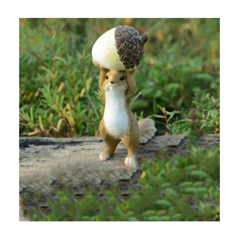 Creative Cute Squirrels Take Hammer Hit Acorns Fairy Garden Desk Office Room Decor Home Decoration Accessories Modern Gifts | Дом и сад