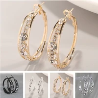 fashion personalized earrings gold plated diamond earrings circle rhinestone inlaid large earrings ring earrings
