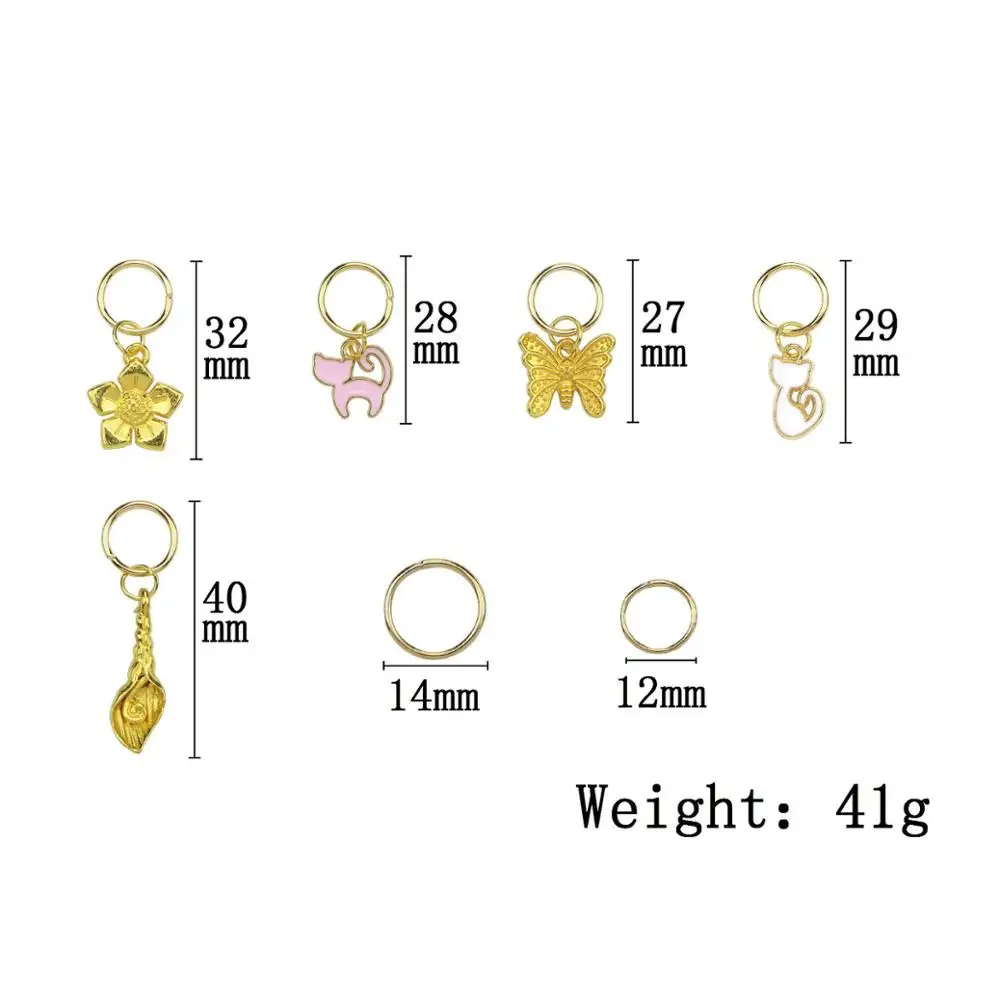 50 шт./пакет золото Кот Бабочка волос кольцо коса дреды бисера клипсы для Dread