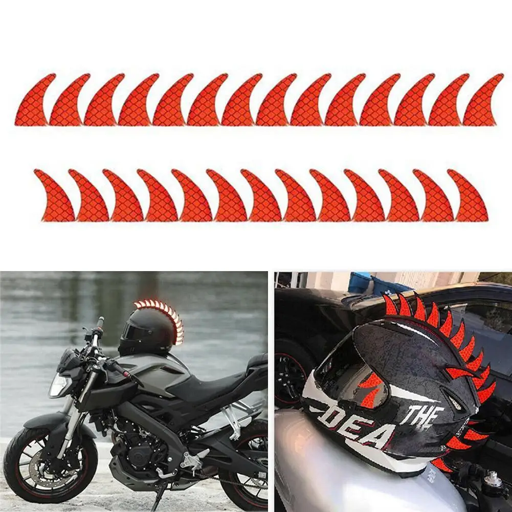 

27 Pcs/Strip New 2.1x3.4 cm Reflective Decals Sticker for Rubber Helmet Mohawk Warhawk Spikes Motorcycle Accessories Decals