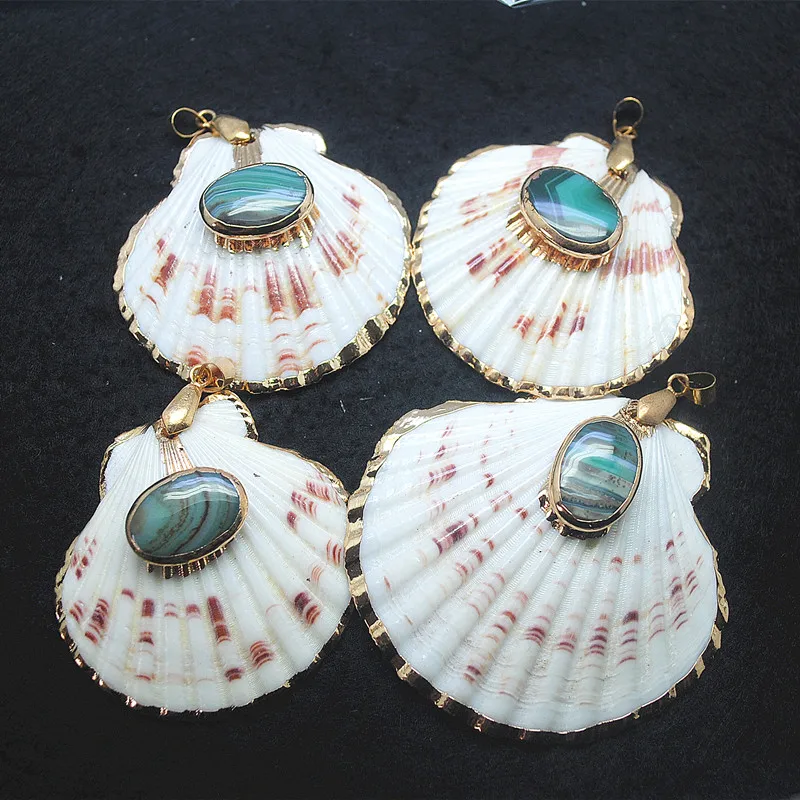 1 шт. подвески из натуральной ракушки перламутровые с позолоченными шармами