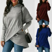 fashion women hoodies sweatshirts long sleeve cross irregular pullover loose jumper hooded sweatshirt hoodies tops