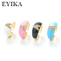 eyika fashion 26 english letter 4 colors neon enamal diy initials name zircon chunky open ring women girls engagement jewelry