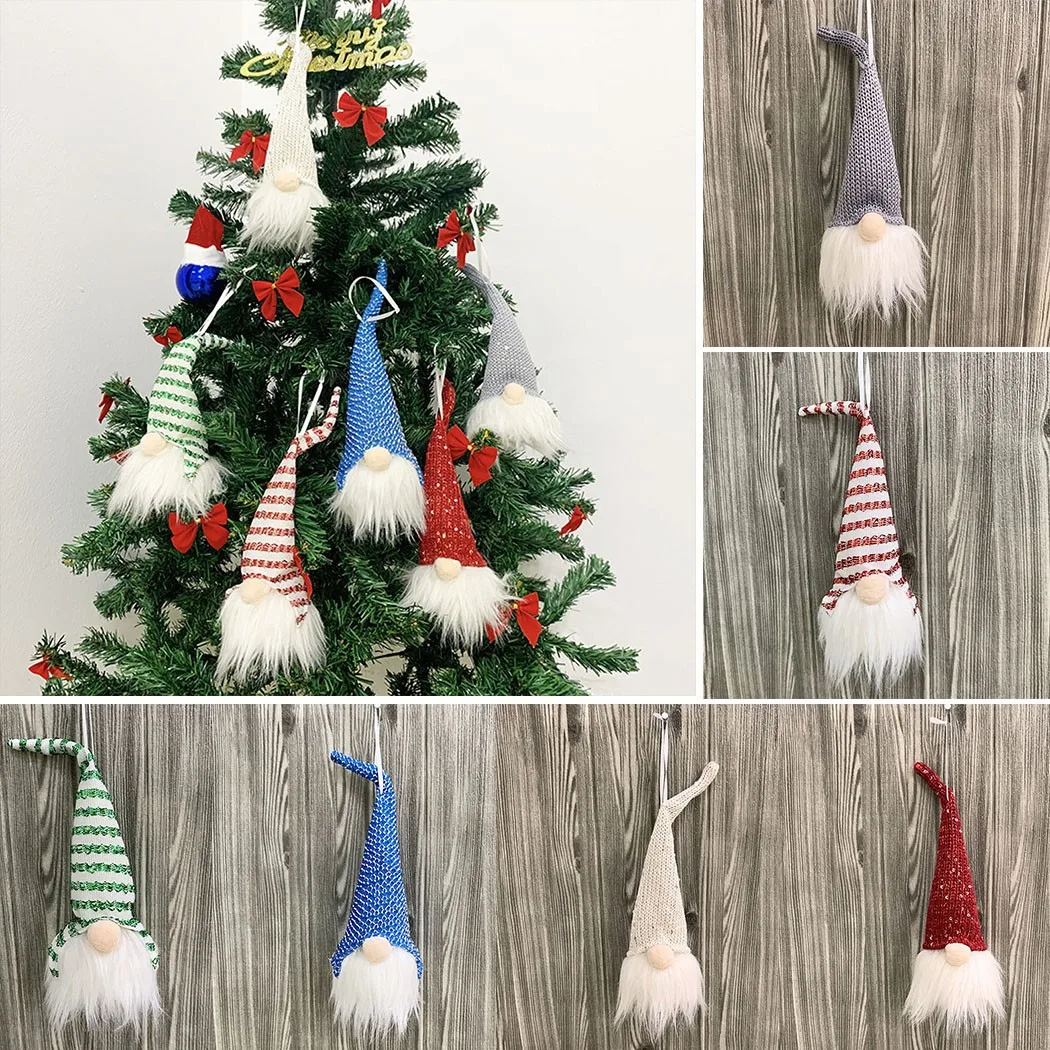 

1pc Santa Claus Christmas Dwarf Sequined Doll With Light Xmas Tree Hanging Decor Toy For Christmas/ Wedding/ Party Decoration