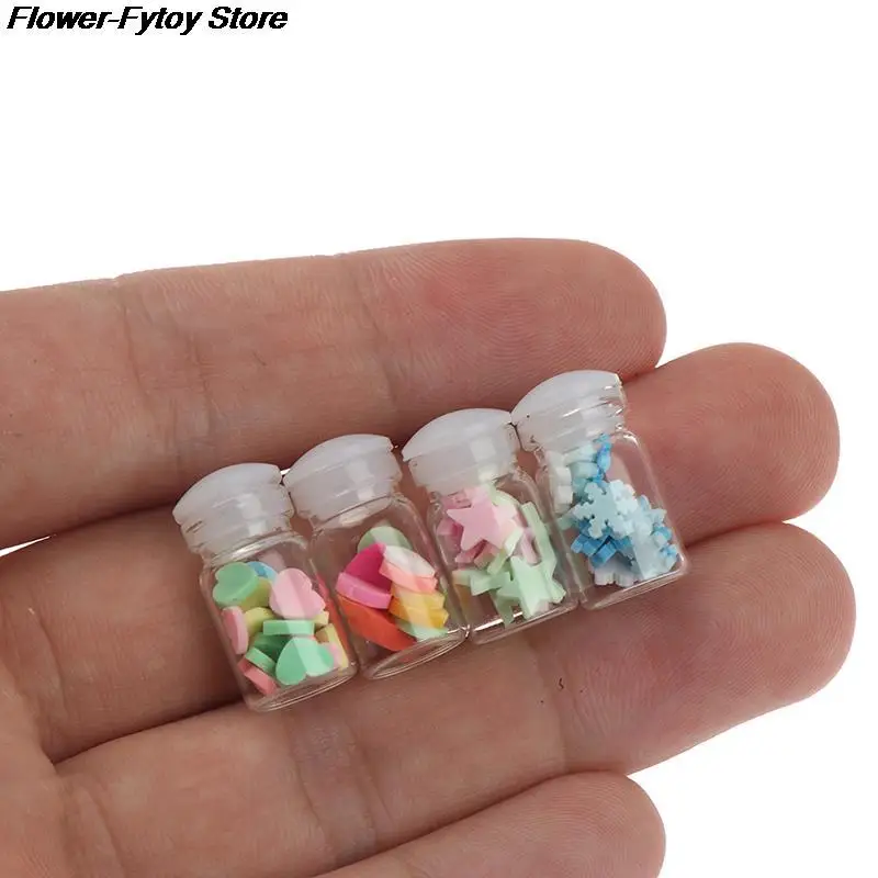 

4Pcs/set 1:12 Dollhouse Miniatuer Simulation Furniture Toys Candy Glass Jar for Dolls Decor for Baby Girls Gifts Toys