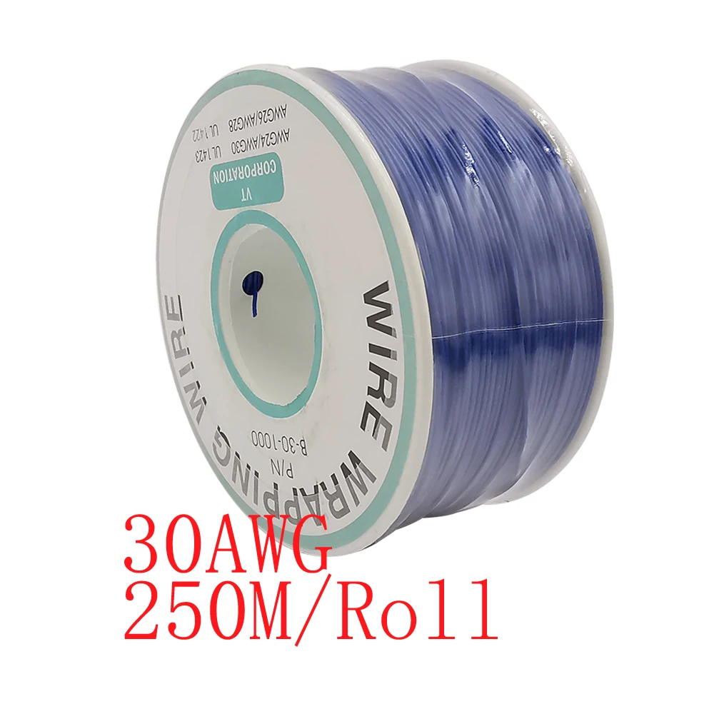 30AWG обмоточная проволока, оловянный медный одножильный кабель, Электронная фотоизоляция, макетная плата, перемычка 250 м/рулон, синий