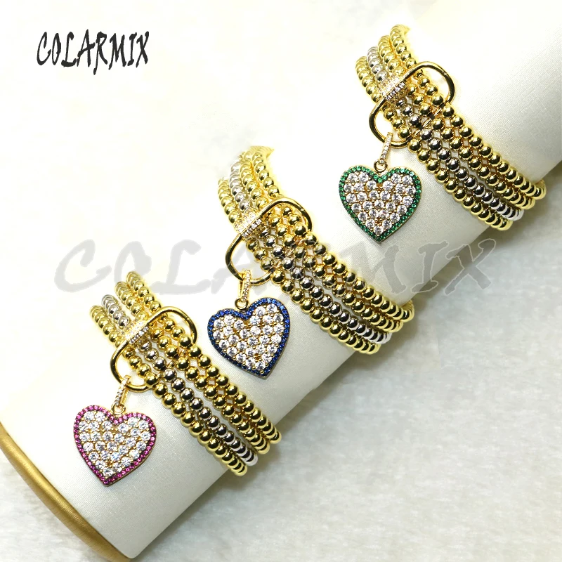 

3pcs Love charm bracelets 4 strands beaded bracelet zirconic jewelry accessories gift for women 50418