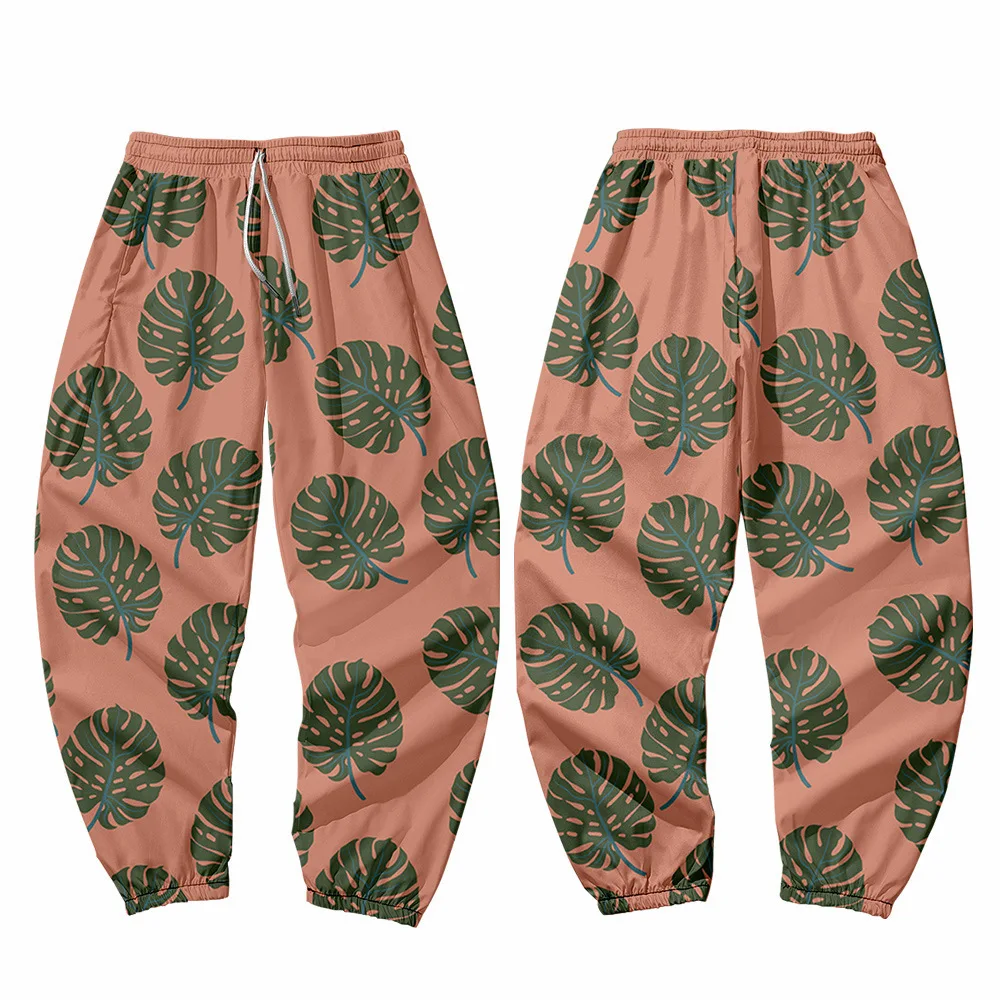 

High Street Anime Pants 3D Printing Sports Pants 2021 New Fashion Casual Fitness Jogger Spring Tie Dye Plant Leaf Unisex LOOSE