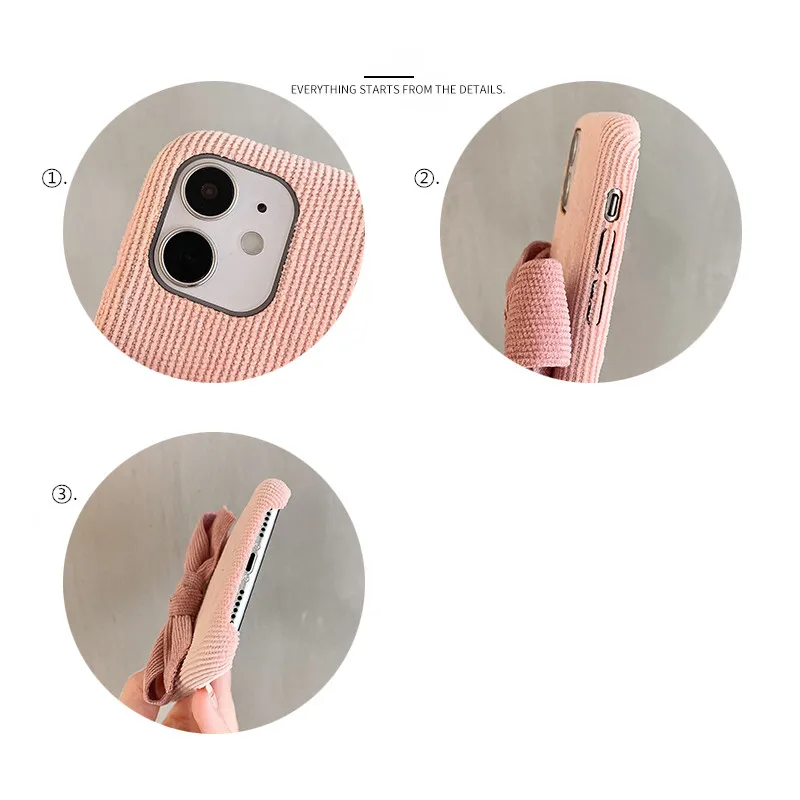 

3D Winter warm corduroy fabric bow soft phone case for iphone 11 Pro Max X XR XS 7 8 plus SE 2020 12 Pro MiNi Cute cover coque