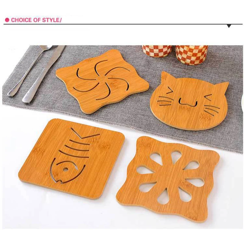 Креативная Милая подставка деревянная изоляционная кухонный квадратный круглый