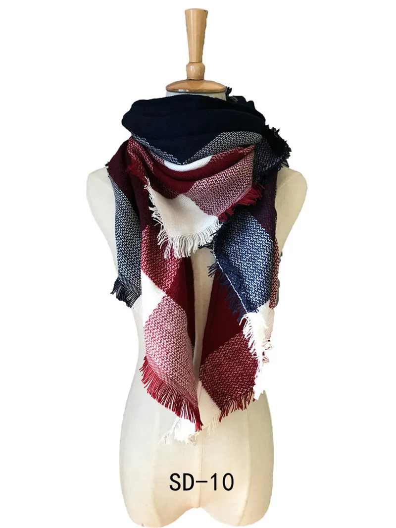 

2019 Women's Winter Triangle Scarf Plaid Warm Cashmere Scarves Female Blanket scarf Shawls Pashmina Lady Wraps foulard femme