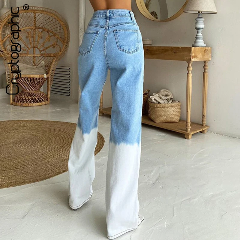 

Cryptographic Chic Fashion Denim Blue Baggy Jeans for Women Straight Leg High Waist Jeans Combo Harajuku Loose Streetwear Bottom