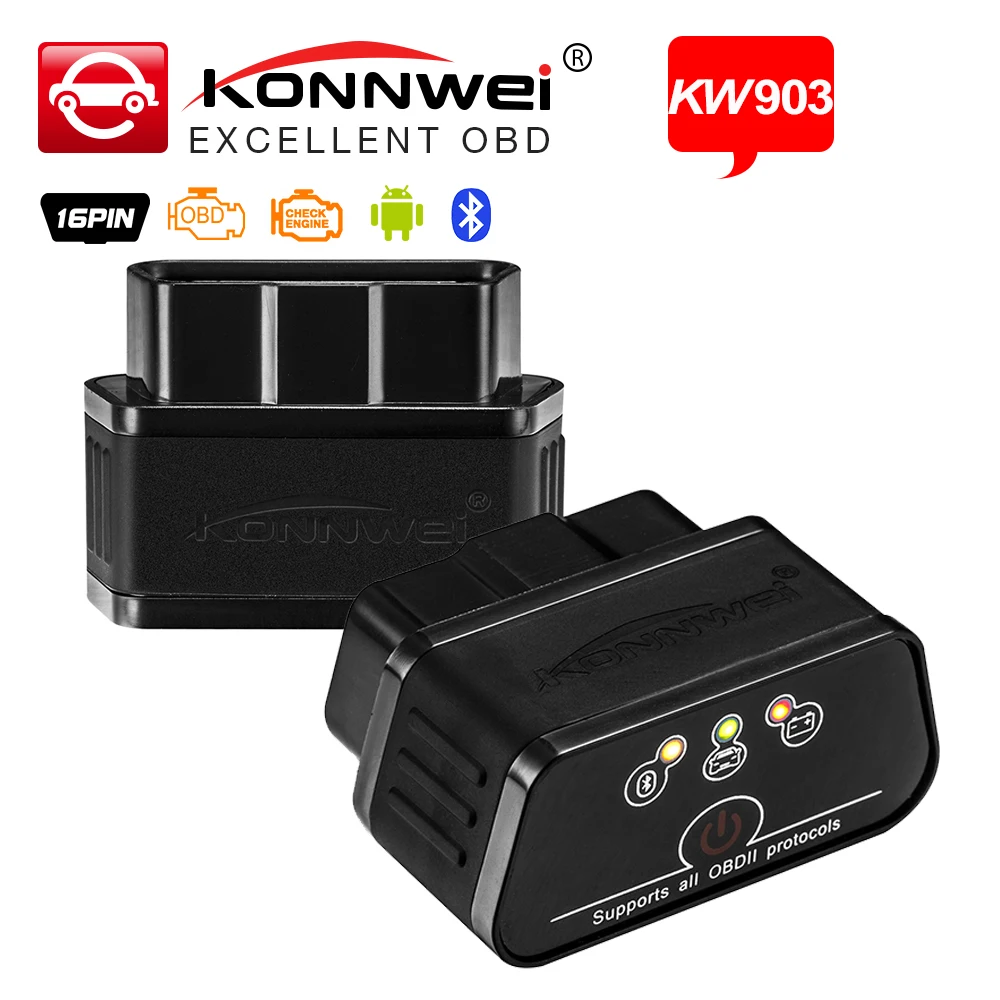 Новый автомобильный диагностический сканер OBD2 ELM327 KONNWEI ELM 327 V1.5 Bluetooth для Android EML327