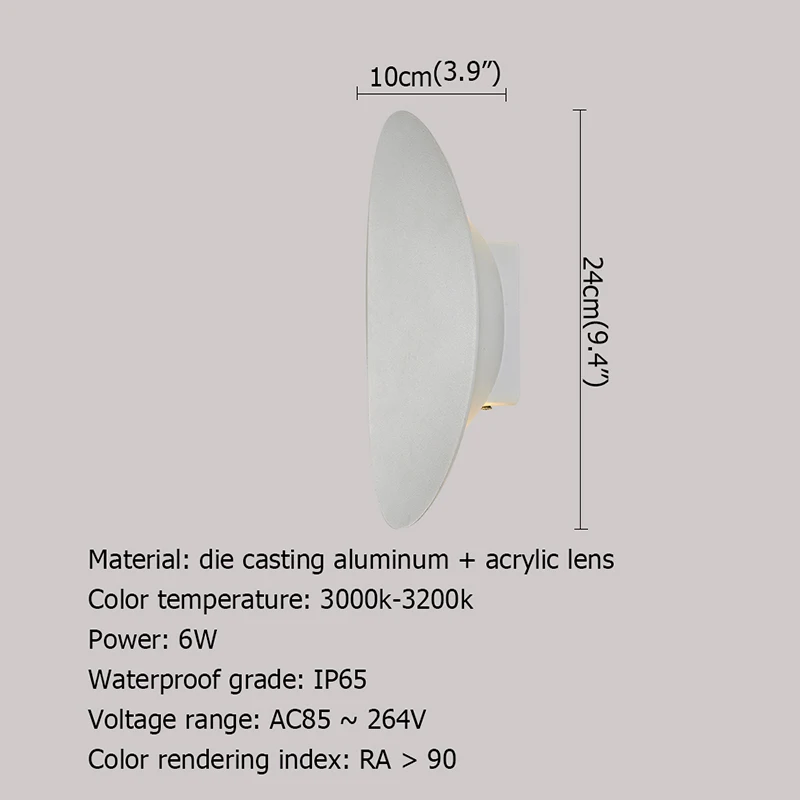 

OULALA Outdoor Wall lights White Oval Patio Wall Sconce Waterproof Modern Home Decorative For Porch Balcony Courtyard Villa