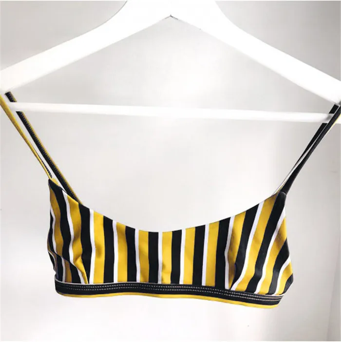 Бикини из двух частей стильный сексуальный женский желтый полосатый бандажный