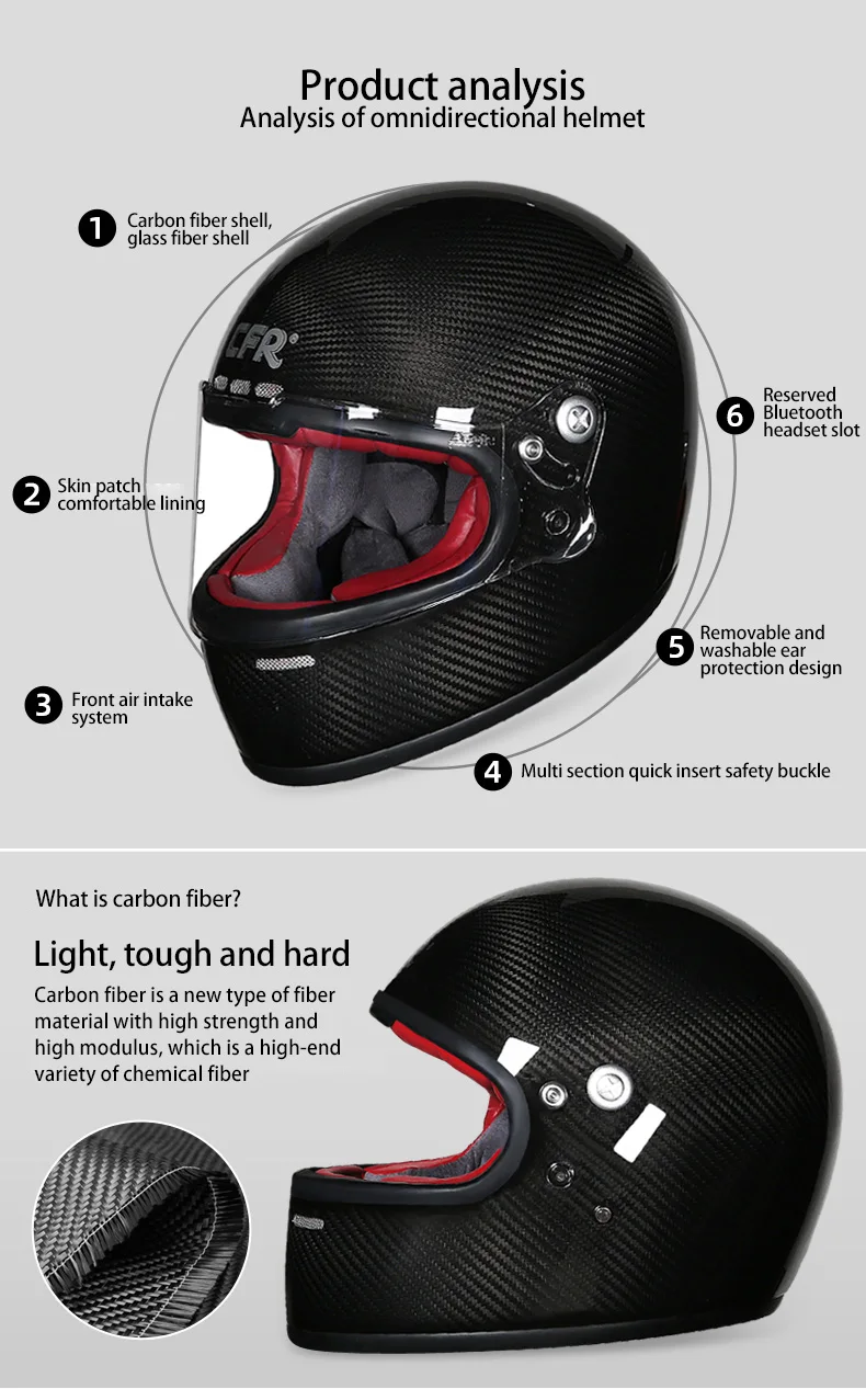 CFR retro carbon fiber full helmet for 