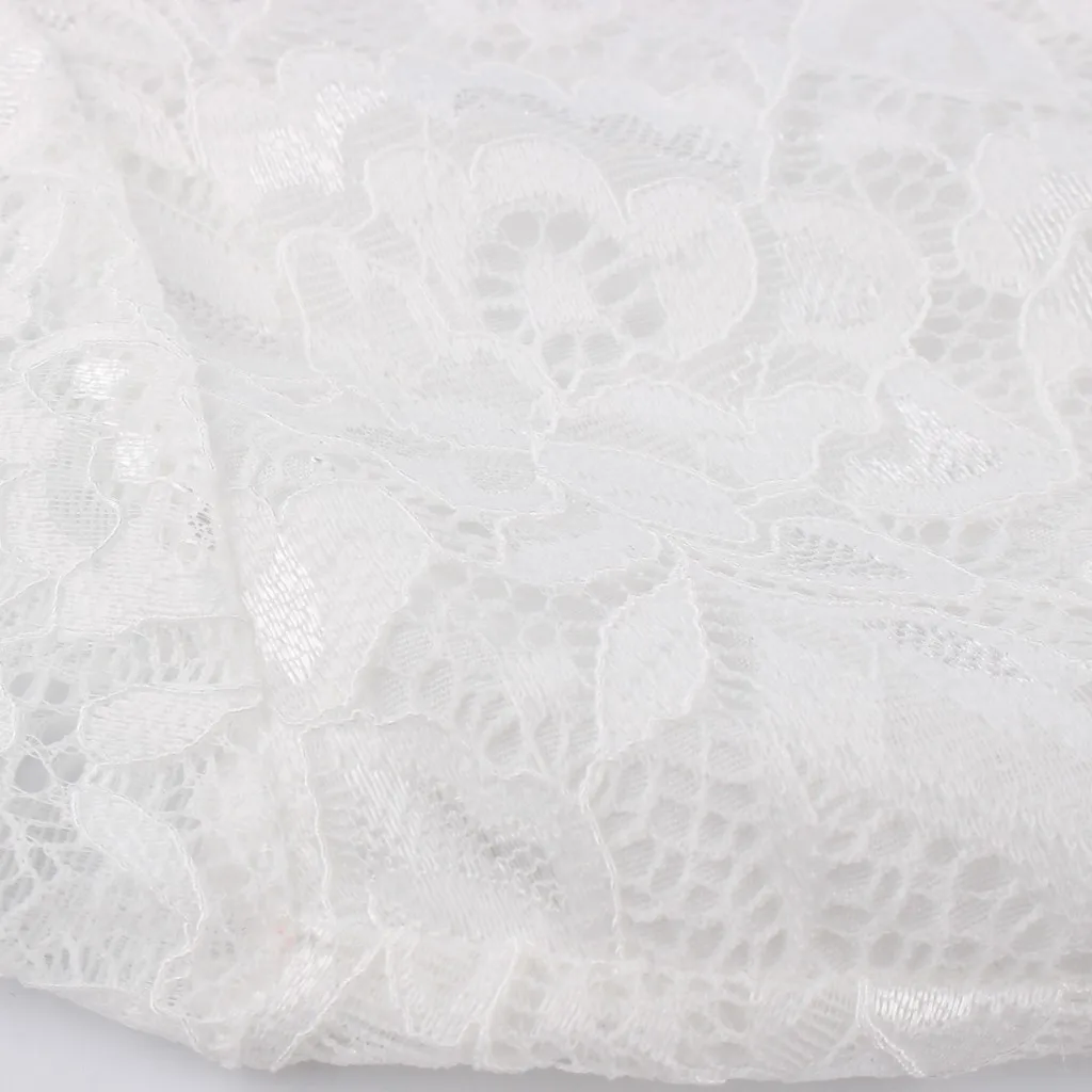 Womens Hollow Dresses Plus Size V-neck Solid White Lace Stitching Summer Pure Color Flare Sleeve Female Mini Dress | Женская одежда