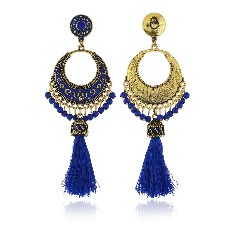 LISM Лидер продаж женские ретро этнические серьги с кисточкой красные хлопковые