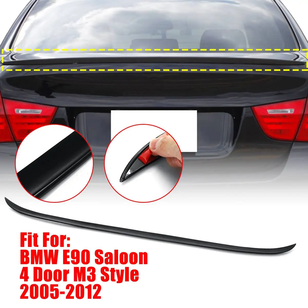 

M3 Style Styling Carbon Fiber Rear/Black Wing Spoiler for BMW E90 Saloon Rear Boot Lip Spoiler 4 Door Wing M3 Style 2005-2012