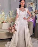 wedding dress 2021 luxury sweetheart floor length satin crystal beading with sweep train shinny saudi arabic bridal gown unique