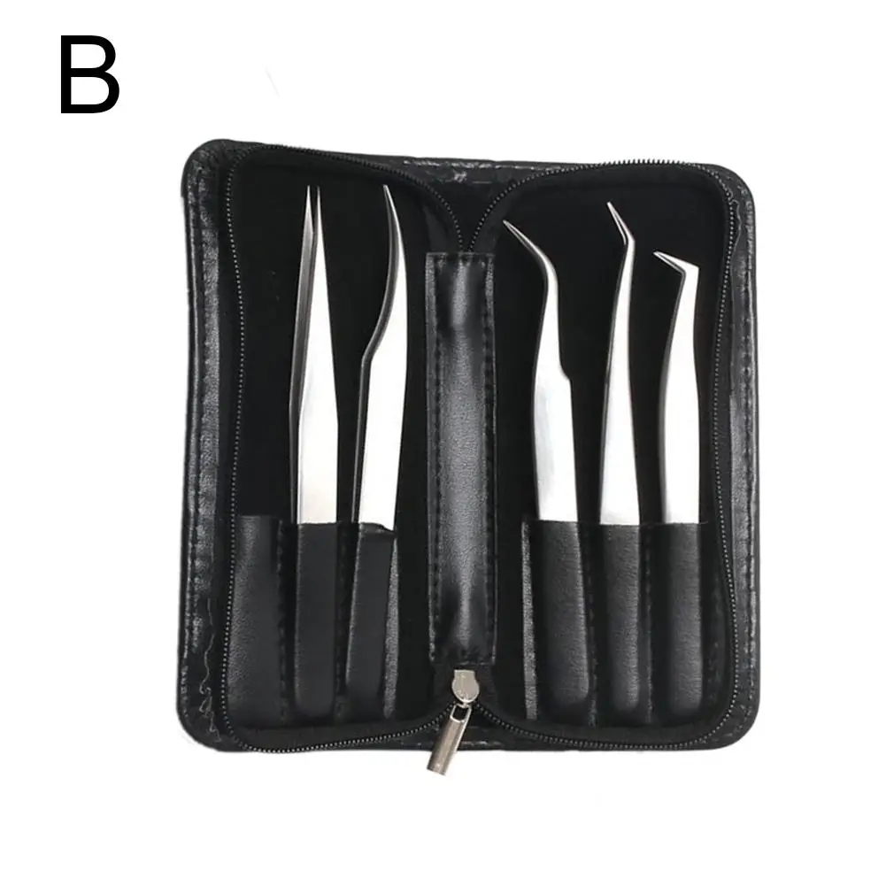 5pcs Stainless Steel Flower Curling Tweezers Eyelash Lash Curler Eyelash Extension Precision Tool Curved Straight Clip JIU01-05