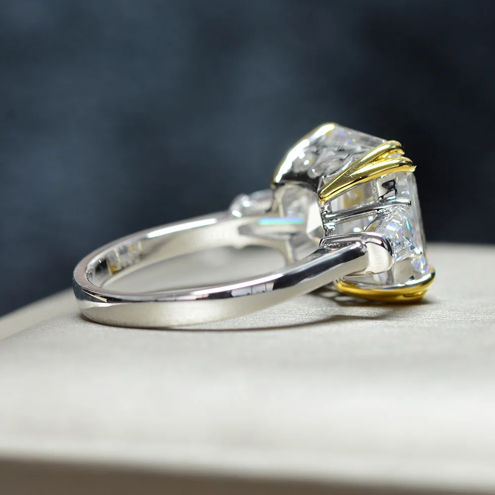 Asscher cut 5ct бриллиант топаз cz Кольцо 100% оригинал серебро 925 пробы обручальные