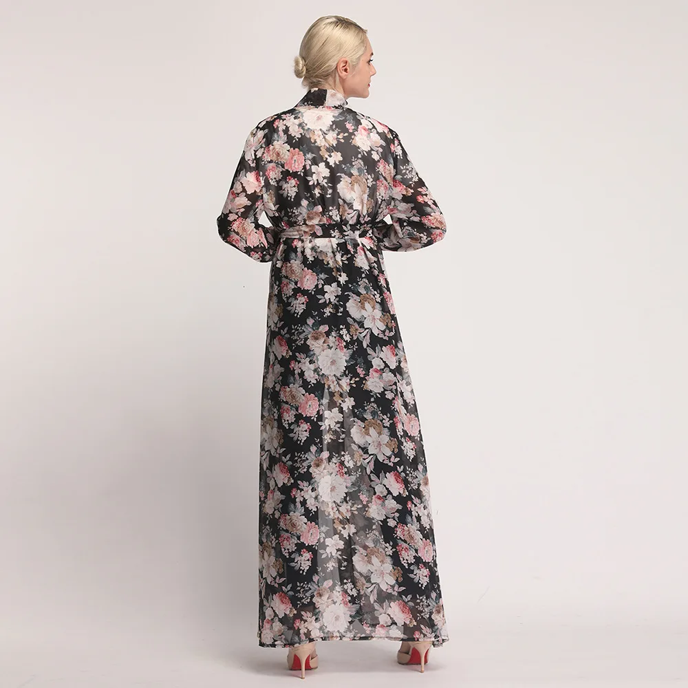 Шифоновое платье-кардиган с цветочным принтом женские повседневные свободные